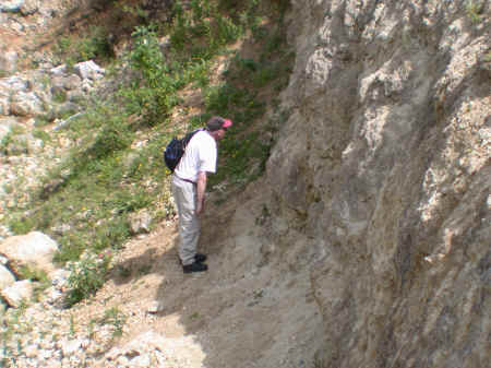 An exposed quarried rock face.